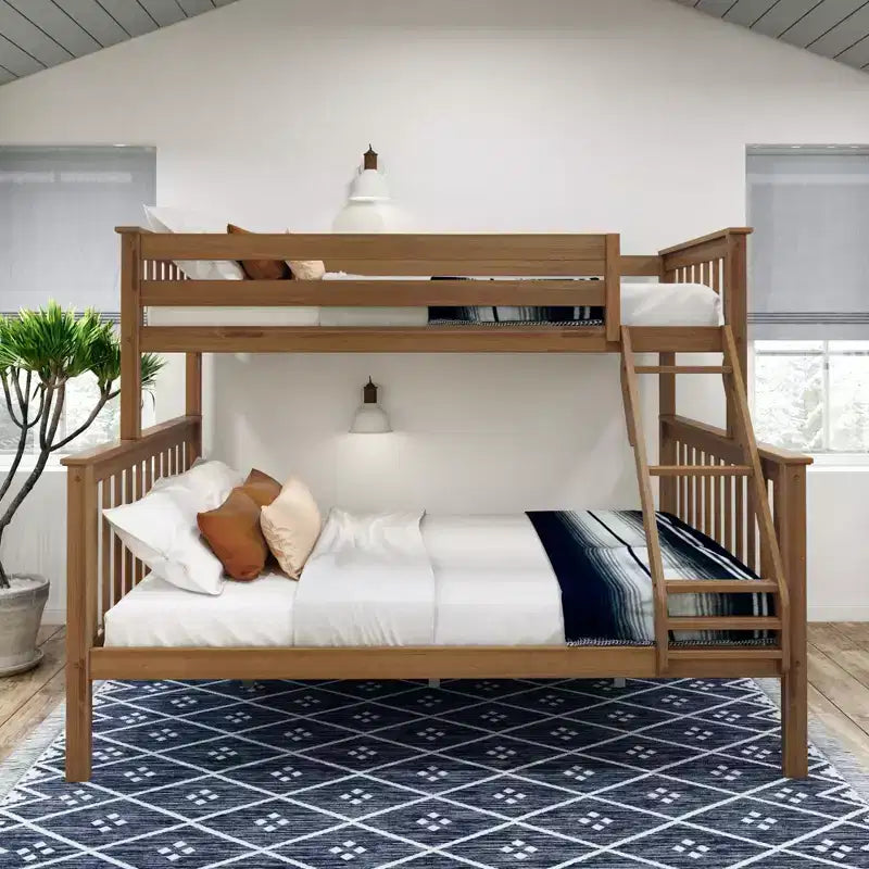 Plank+Beam Letto a castello in legno massello Twin XL su Queen per adulti