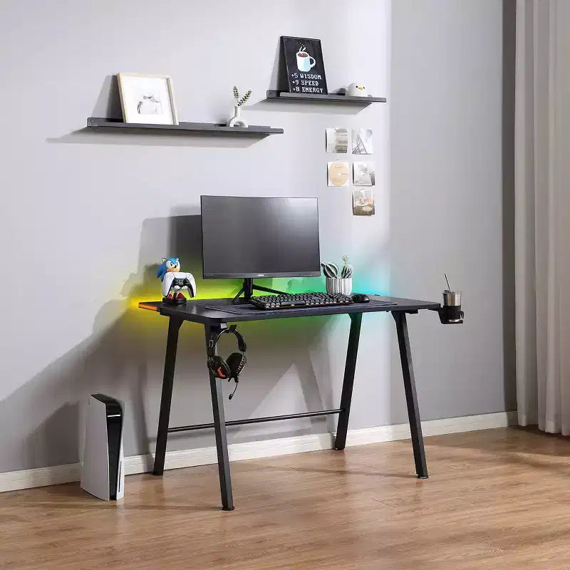Scrivania da Gaming con luci LED e supporto per cuffie - Complementi d'arredo essenziali