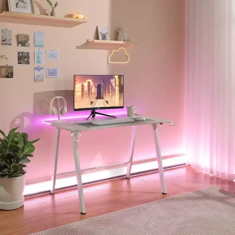 Scrivania da Gaming con luci LED e supporto per cuffie - Complementi d'arredo essenziali