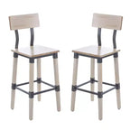 Merrick Lane Bar Height Dining Stools with Steel Supports and Footrest - Set Of 2