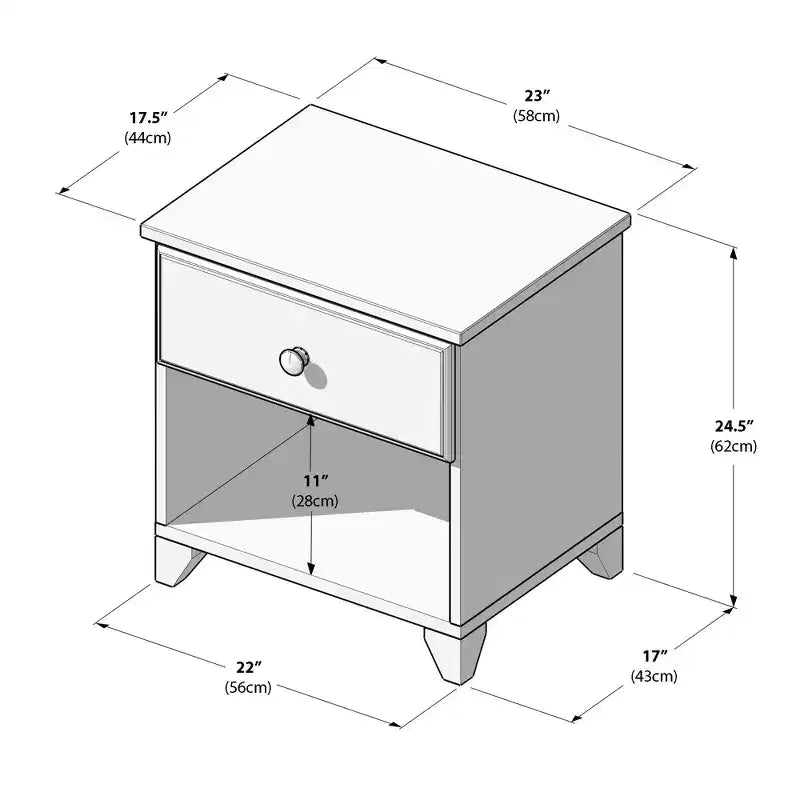 Comodino Plank+Beam in legno massello con 1 cassetto per camera da letto