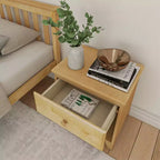 Comodino Plank+Beam in legno massello con 1 cassetto per camera da letto