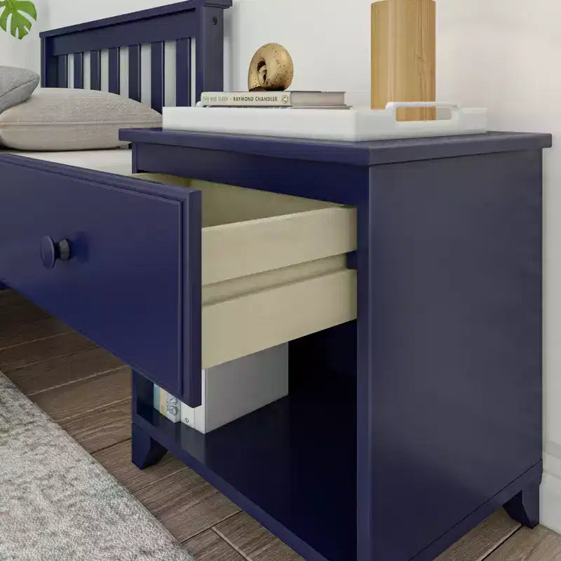 Comodino Plank+Beam in legno massello con 1 cassetto per camera da letto