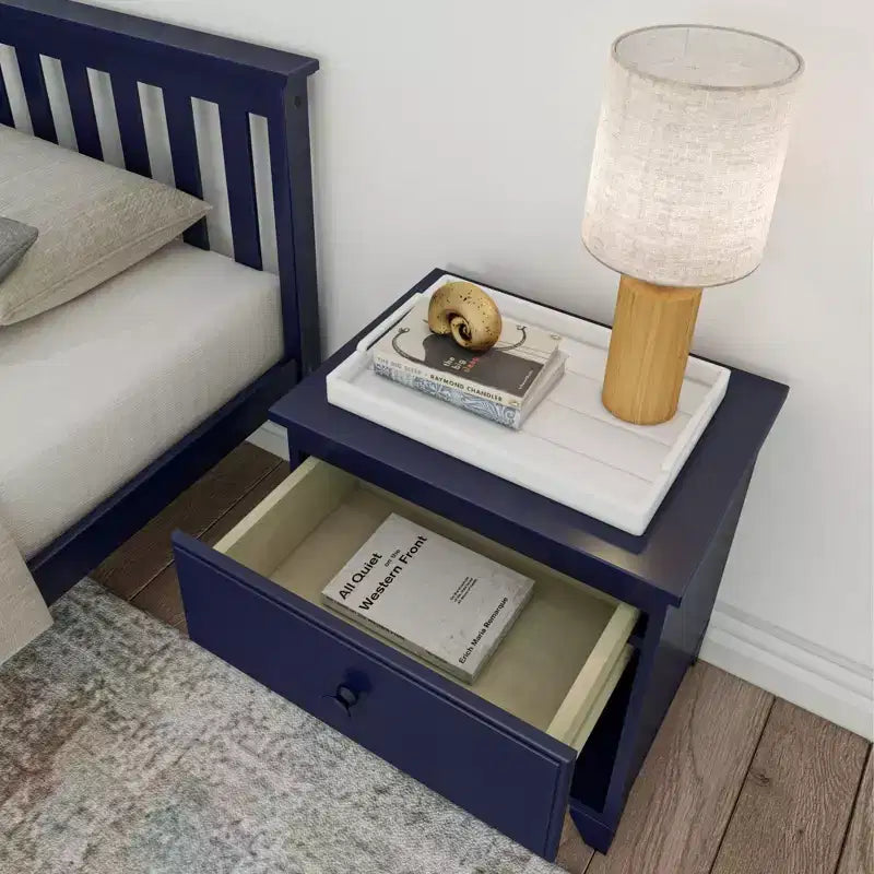 Comodino Plank+Beam in legno massello con 1 cassetto per camera da letto