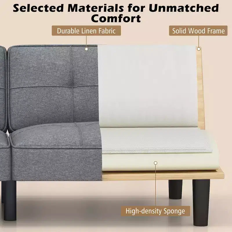 Divano Letto Futon Convertibile Pieghevole Costway con Schienale Regolabile in 6 Posizioni