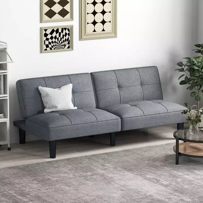Divano Letto Futon Convertibile Pieghevole Costway con Schienale Regolabile in 6 Posizioni