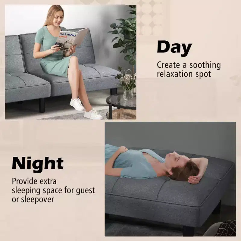 Divano Letto Futon Convertibile Pieghevole Costway con Schienale Regolabile in 6 Posizioni
