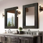 Dovelina Specchio Rettangolare in Legno con Bordo Largo da Appendere Specchio Decorativo da Parete (Set di 2)