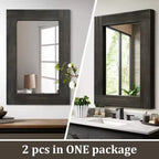 Dovelina Specchio Rettangolare in Legno con Bordo Largo da Appendere Specchio Decorativo da Parete (Set di 2)