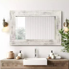 Dovelina Specchio Rettangolare in Legno con Bordo Largo da Appendere Specchio Decorativo da Parete (Set di 2)
