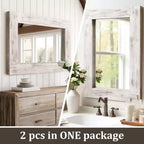 Dovelina Specchio Rettangolare in Legno con Bordo Largo da Appendere Specchio Decorativo da Parete (Set di 2)