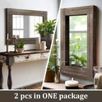 Dovelina Specchio Rettangolare in Legno con Bordo Largo da Appendere Specchio Decorativo da Parete (Set di 2)