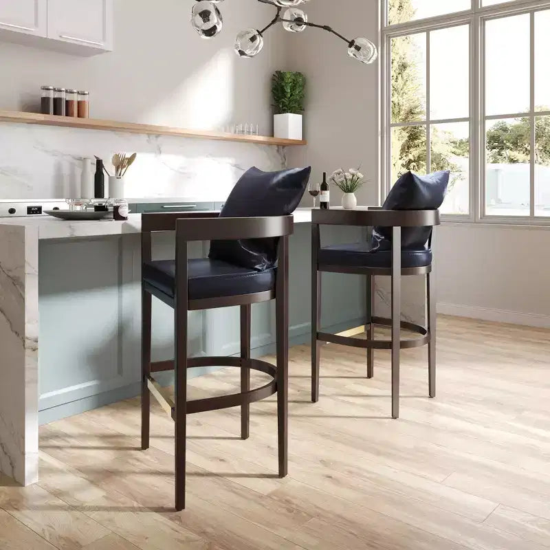 Set di 3 sgabelli da bar Ritz imbottiti in legno di faggio - Manhattan Comfort