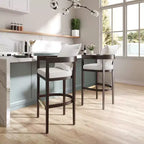 Set di 3 sgabelli da bar Ritz imbottiti in legno di faggio - Manhattan Comfort