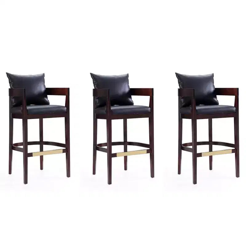 Set of 3 Ritz Upholstered Beech Wood Barstools - Manhattan Comfort
