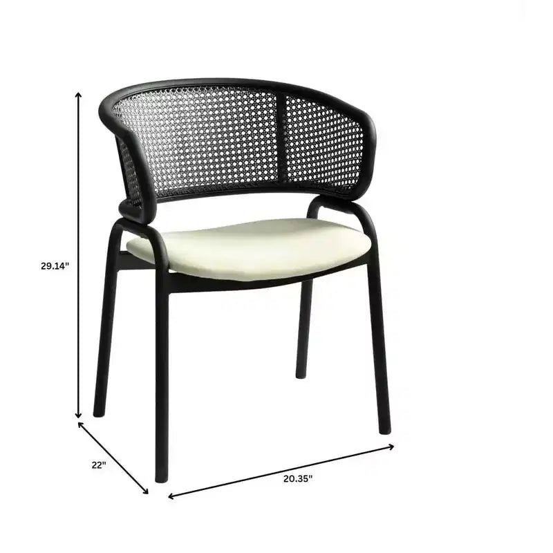 LeisureMod Ervilla Sedia da Pranzo Moderna – Comoda Poltrona Imbottita con Braccioli e Gambe in Ferro Nero, per Cucina, Sala da Pranzo, Caffè, Ristorante