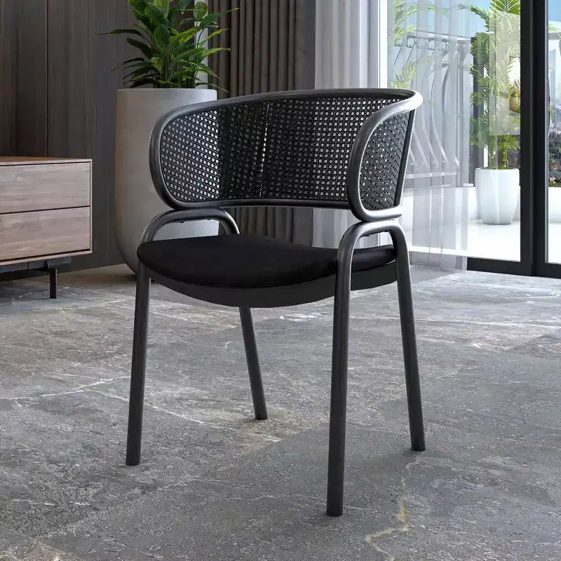 LeisureMod Ervilla Sedia da Pranzo Moderna – Comoda Poltrona Imbottita con Braccioli e Gambe in Ferro Nero, per Cucina, Sala da Pranzo, Caffè, Ristorante