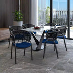 LeisureMod Ervilla Sedia da Pranzo Moderna – Comoda Poltrona Imbottita con Braccioli e Gambe in Ferro Nero, per Cucina, Sala da Pranzo, Caffè, Ristorante