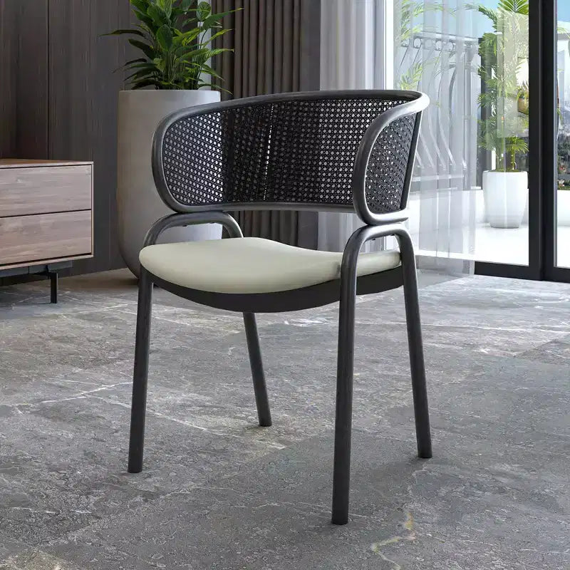 LeisureMod Ervilla Sedia da Pranzo Moderna – Comoda Poltrona Imbottita con Braccioli e Gambe in Ferro Nero, per Cucina, Sala da Pranzo, Caffè, Ristorante