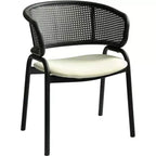 LeisureMod Ervilla Modern Dining Side Chair  Cozy Upholstered Accent Armchair with Black Iron Legs, Kitchen, Dining Room, Cafe, Restaurant Seating