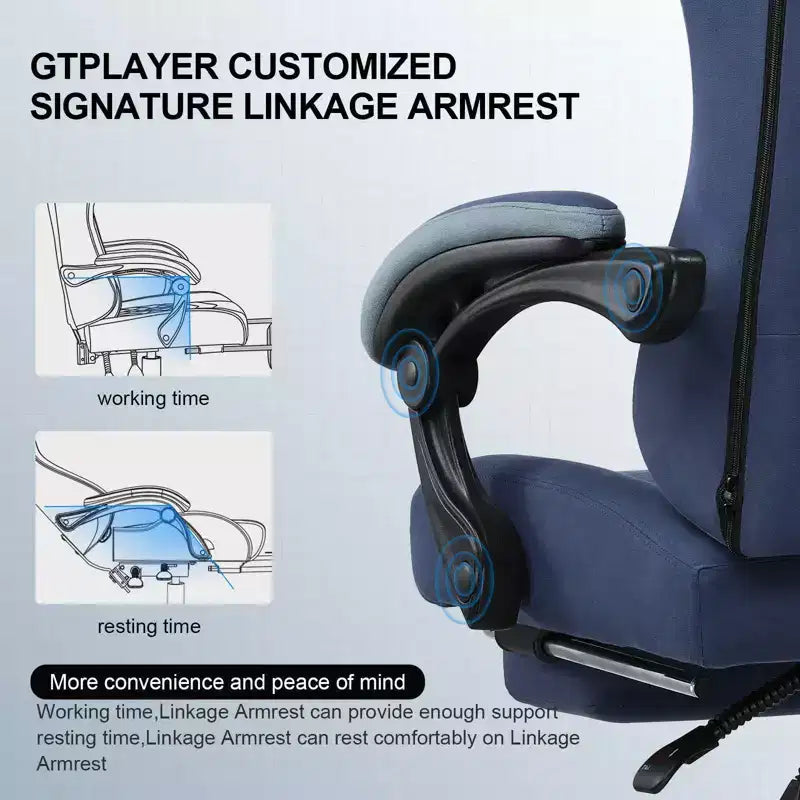 GTPLAYER Sedia da Gaming Sedia da Ufficio in Tessuto con Braccioli a Collegamento Sedia Ergonomica da Computer