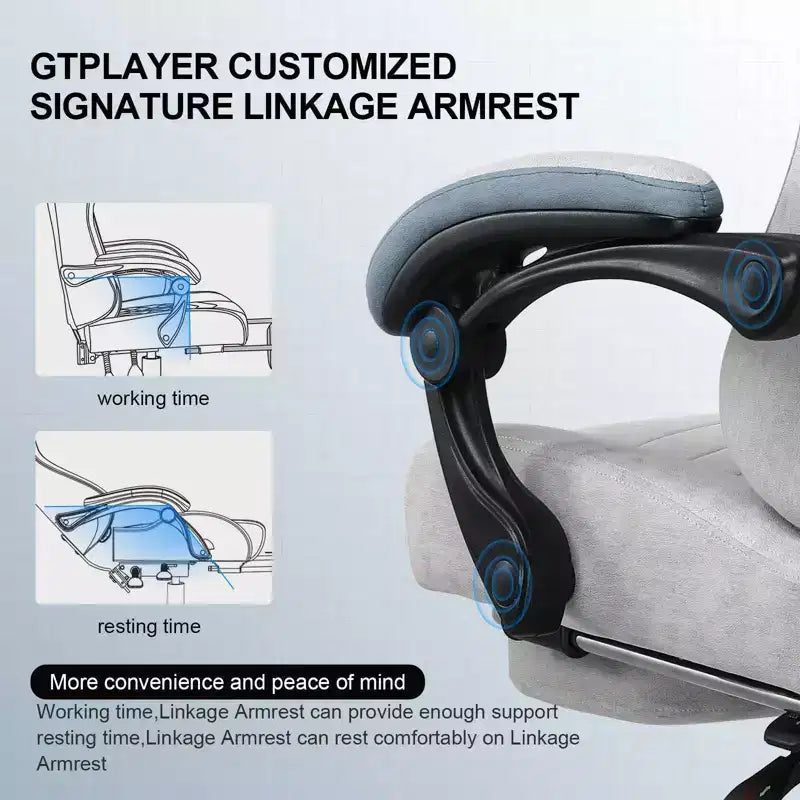 GTPLAYER Sedia da Gaming Sedia da Ufficio in Tessuto con Braccioli a Collegamento Sedia Ergonomica da Computer