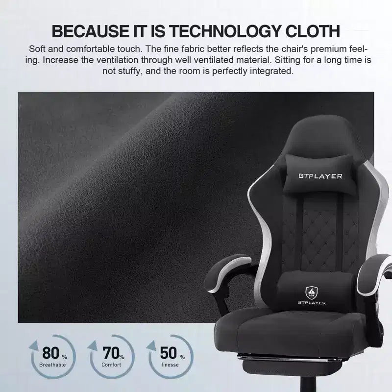 GTPLAYER Sedia da Gaming Sedia da Ufficio in Tessuto con Braccioli a Collegamento Sedia Ergonomica da Computer