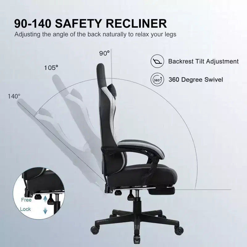 GTPLAYER Sedia da Gaming Sedia da Ufficio in Tessuto con Braccioli a Collegamento Sedia Ergonomica da Computer