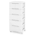 Costway 1/2 PCS 6-Drawer Plastic Rolling Storage Cart with 4 Universal Wheels Dresser Cabinet