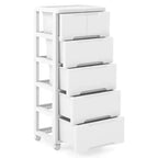 Costway Carrello Portaoggetti in Plastica a 6 Cassetti, 1 o 2 Pezzi, con 4 Ruote Universali, Mobile Cassettiera