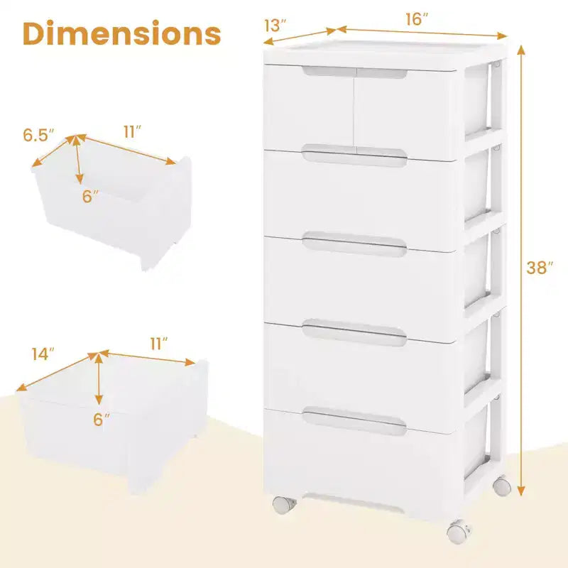 Costway Carrello Portaoggetti in Plastica a 6 Cassetti, 1 o 2 Pezzi, con 4 Ruote Universali, Mobile Cassettiera