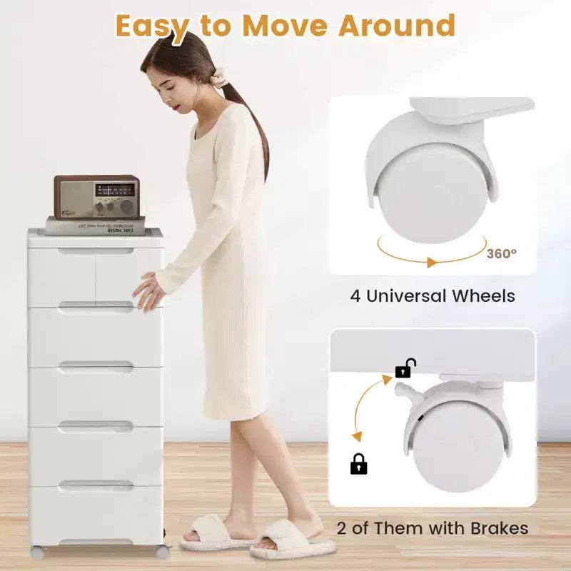 Costway Carrello Portaoggetti in Plastica a 6 Cassetti, 1 o 2 Pezzi, con 4 Ruote Universali, Mobile Cassettiera