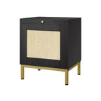 Tavolino finale in Rattan Whizmax, comodino in legno con vassoio per soggiorno, tavolino laterale da camera da letto con ripiano portaoggetti per ingresso, spazi piccoli