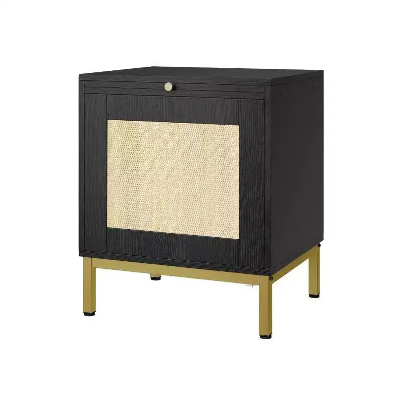 Tavolino finale in Rattan Whizmax, comodino in legno con vassoio per soggiorno, tavolino laterale da camera da letto con ripiano portaoggetti per ingresso, spazi piccoli