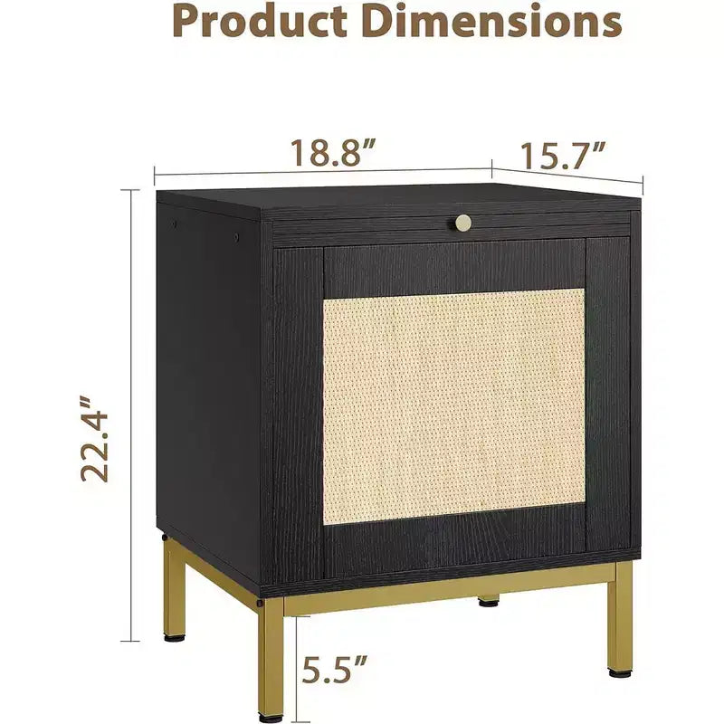 Tavolino finale in Rattan Whizmax, comodino in legno con vassoio per soggiorno, tavolino laterale da camera da letto con ripiano portaoggetti per ingresso, spazi piccoli