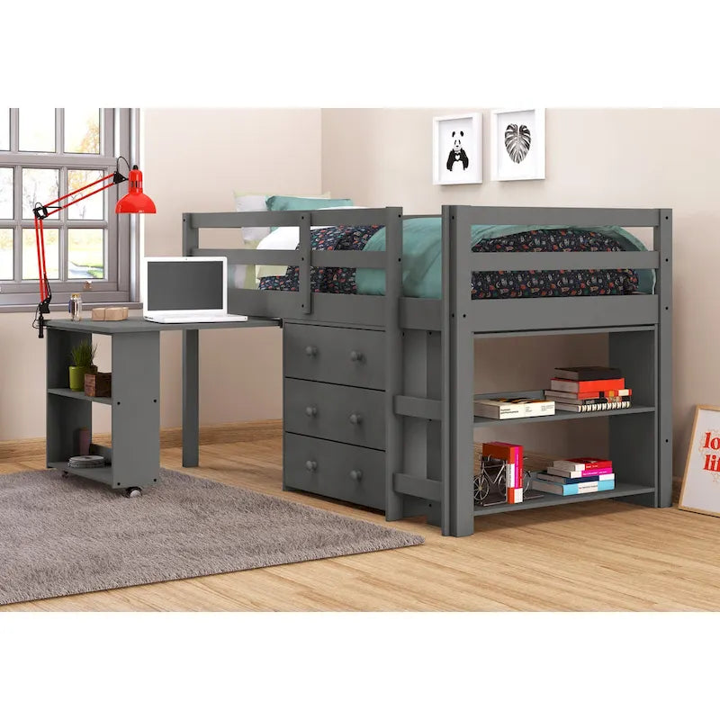 Scrivania bassa con letto a soppalco singolo