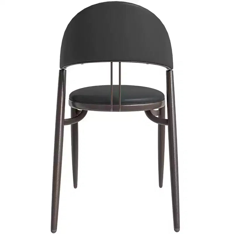 LeisureMod Venice Sedia da pranzo moderna in pelle, sedia laterale con schienale aperto imbottita, gambe in metallo, perfetta per sala da pranzo di metà secolo, nessun montaggio
