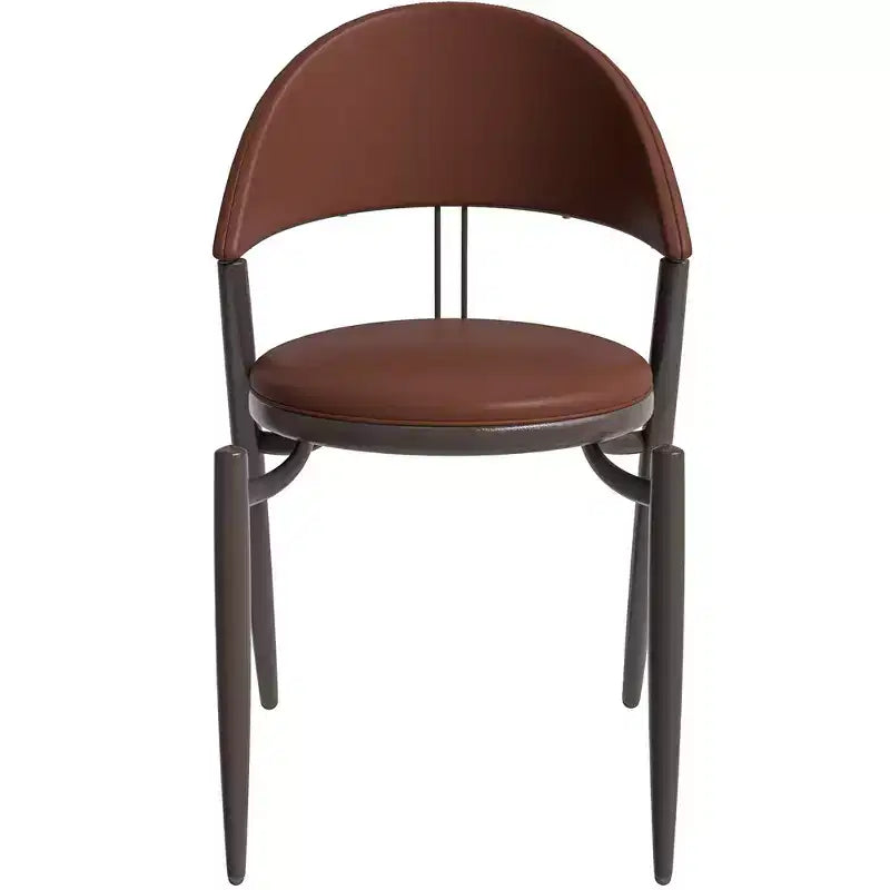 LeisureMod Venice Sedia da pranzo moderna in pelle, sedia laterale con schienale aperto imbottita, gambe in metallo, perfetta per sala da pranzo di metà secolo, nessun montaggio