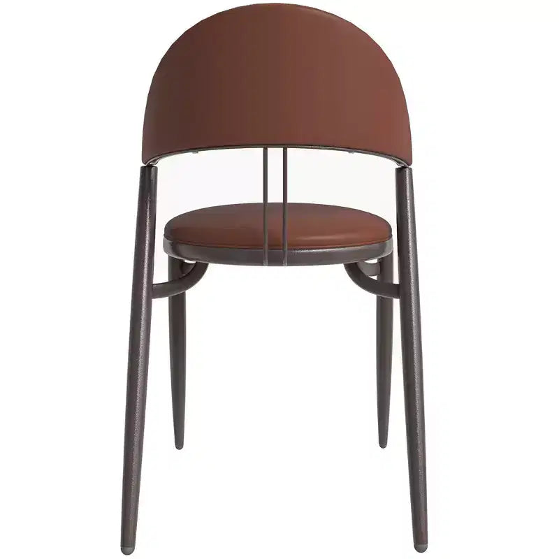 LeisureMod Venice Sedia da pranzo moderna in pelle, sedia laterale con schienale aperto imbottita, gambe in metallo, perfetta per sala da pranzo di metà secolo, nessun montaggio