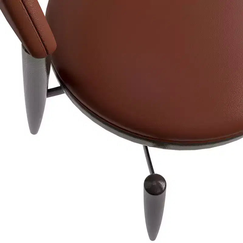 LeisureMod Venice Sedia da pranzo moderna in pelle, sedia laterale con schienale aperto imbottita, gambe in metallo, perfetta per sala da pranzo di metà secolo, nessun montaggio