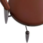 LeisureMod Venice Sedia da pranzo moderna in pelle, sedia laterale con schienale aperto imbottita, gambe in metallo, perfetta per sala da pranzo di metà secolo, nessun montaggio