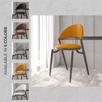 LeisureMod Venice Sedia da pranzo moderna in pelle, sedia laterale con schienale aperto imbottita, gambe in metallo, perfetta per sala da pranzo di metà secolo, nessun montaggio