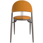 LeisureMod Venice Sedia da pranzo moderna in pelle, sedia laterale con schienale aperto imbottita, gambe in metallo, perfetta per sala da pranzo di metà secolo, nessun montaggio