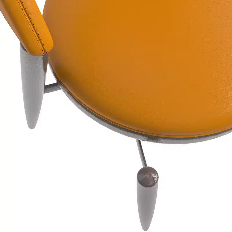LeisureMod Venice Sedia da pranzo moderna in pelle, sedia laterale con schienale aperto imbottita, gambe in metallo, perfetta per sala da pranzo di metà secolo, nessun montaggio