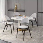 LeisureMod Venice Sedia da pranzo moderna in pelle, sedia laterale con schienale aperto imbottita, gambe in metallo, perfetta per sala da pranzo di metà secolo, nessun montaggio