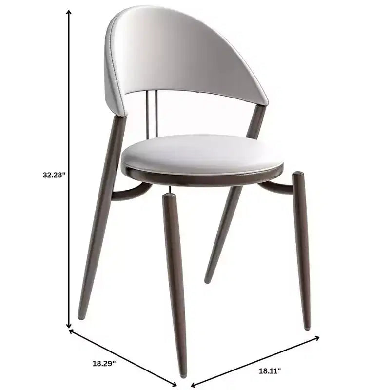 LeisureMod Venice Sedia da pranzo moderna in pelle, sedia laterale con schienale aperto imbottita, gambe in metallo, perfetta per sala da pranzo di metà secolo, nessun montaggio