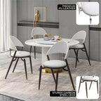 LeisureMod Venice Sedia da pranzo moderna in pelle, sedia laterale con schienale aperto imbottita, gambe in metallo, perfetta per sala da pranzo di metà secolo, nessun montaggio