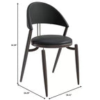 LeisureMod Venice Sedia da pranzo moderna in pelle, sedia laterale con schienale aperto imbottita, gambe in metallo, perfetta per sala da pranzo di metà secolo, nessun montaggio