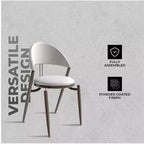 LeisureMod Venice Sedia da pranzo moderna in pelle, sedia laterale con schienale aperto imbottita, gambe in metallo, perfetta per sala da pranzo di metà secolo, nessun montaggio