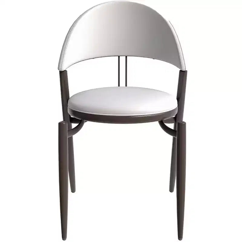 LeisureMod Venice Sedia da pranzo moderna in pelle, sedia laterale con schienale aperto imbottita, gambe in metallo, perfetta per sala da pranzo di metà secolo, nessun montaggio